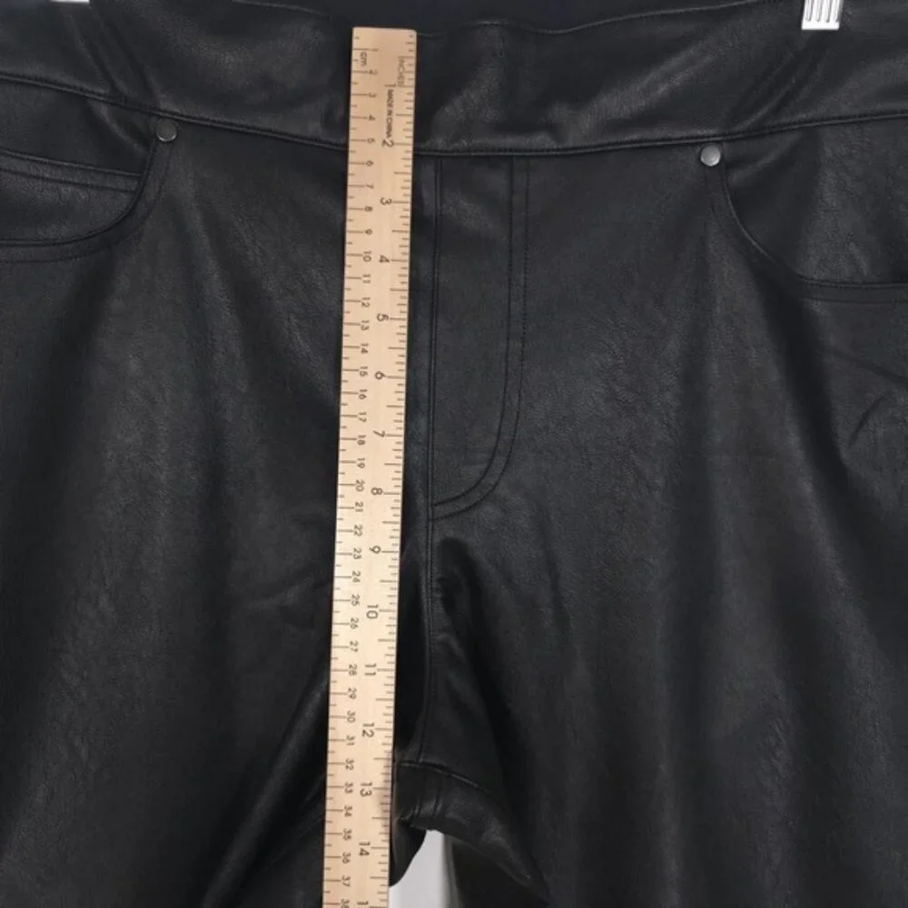 NWT SPANX II Slim Straight Faux Leather Pant Luxe Black 20528Q Women's 1X PETITE